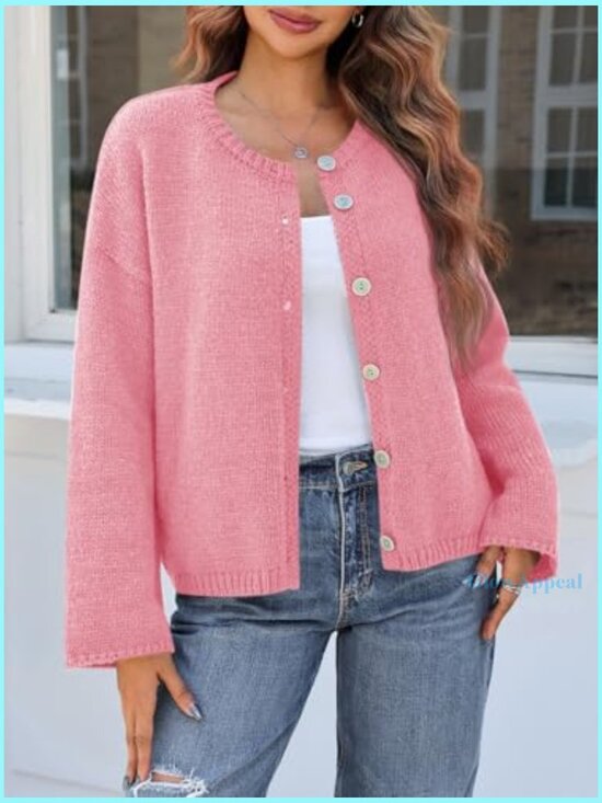 Oversized Chunky Knit Button Down Cardigan Sweater Long Sleeve - Picture 2 of 6